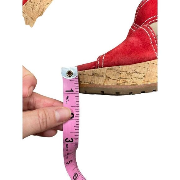 Diane Von Furstenberg DVF 'Julia' Heel in Red Suede Wedge Cork Heels 9.5 - Picture 10 of 11